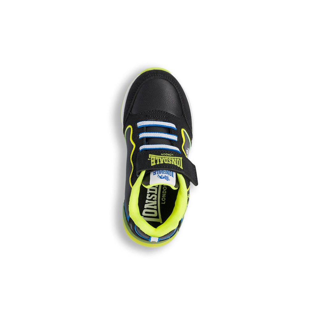 Sneakers nere e gialle da bambino con luci Lonsdale