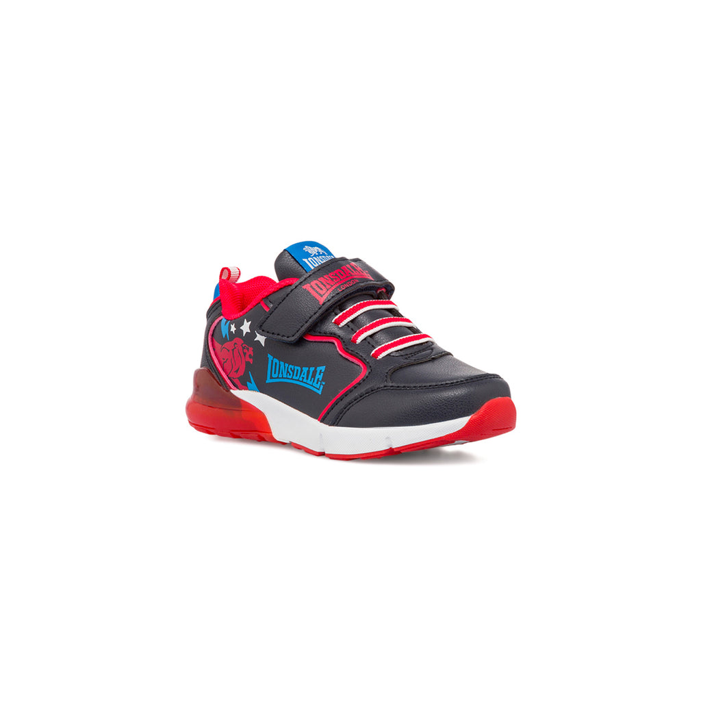 Sneakers blu e rosse da bambino con luci Lonsdale
