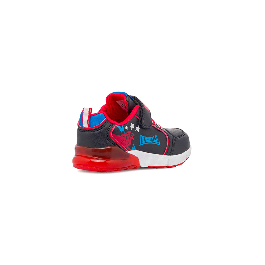 Sneakers blu e rosse da bambino con luci Lonsdale