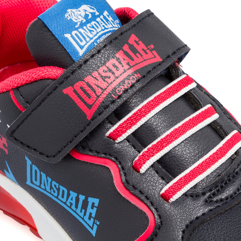 Sneakers blu e rosse da bambino con luci Lonsdale