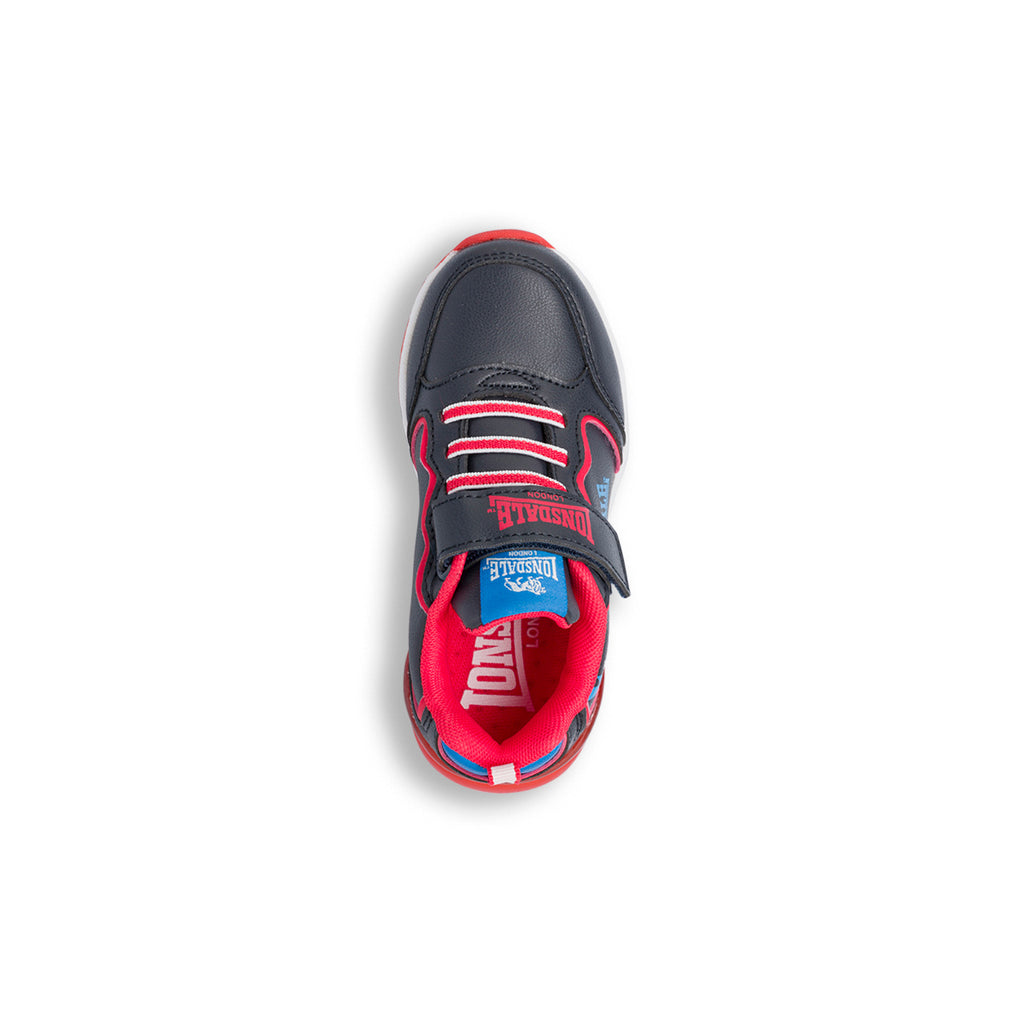 Sneakers blu e rosse da bambino con luci Lonsdale