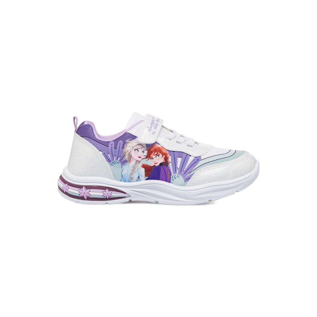 Sneakers argento da bambina Frozen con luci e glitter
