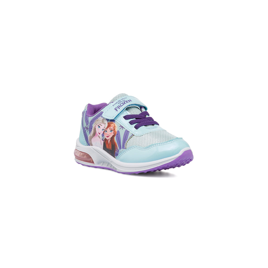 Sneakers da bambina azzurre con stampa e luci nella suola Frozen