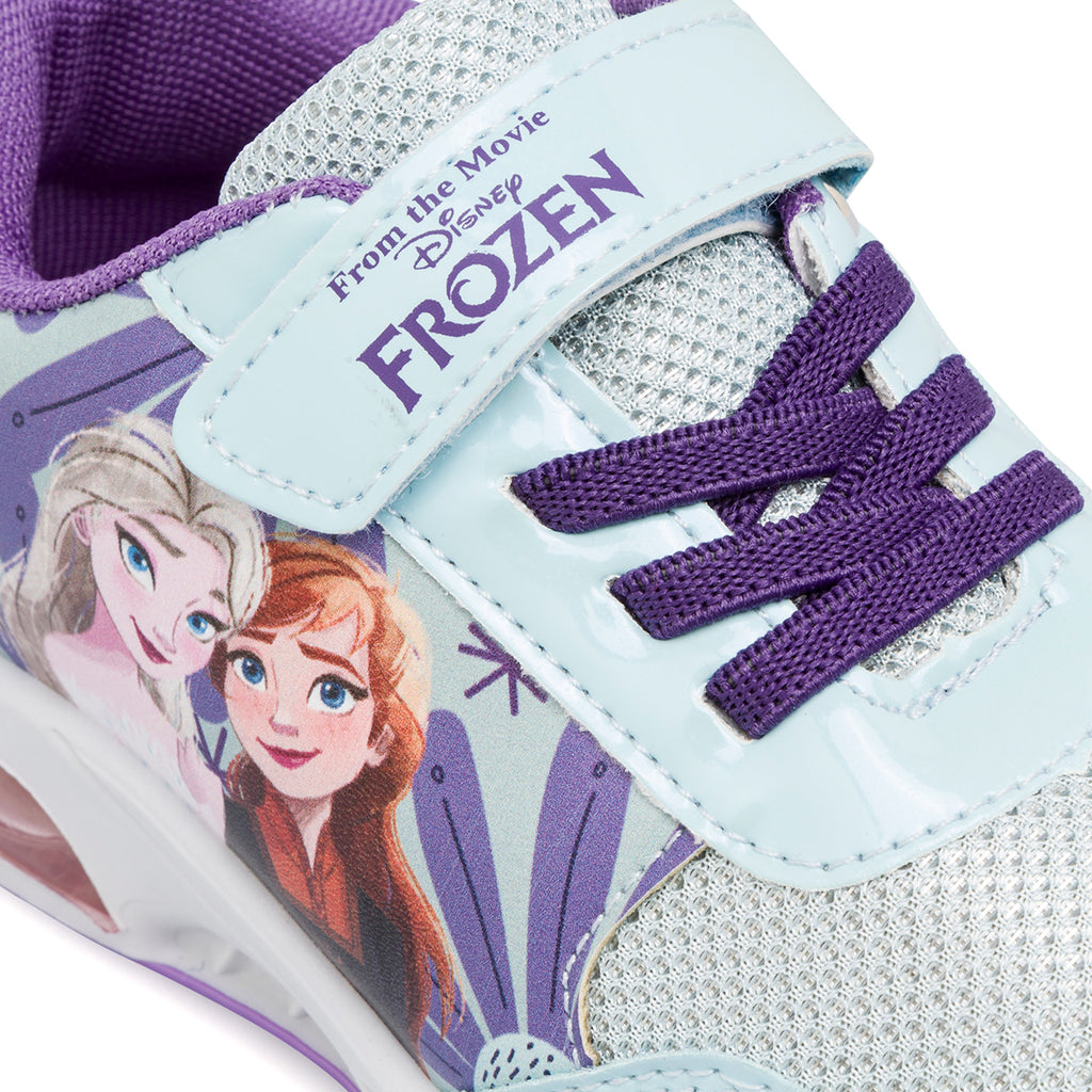 Sneakers da bambina azzurre con stampa e luci nella suola Frozen
