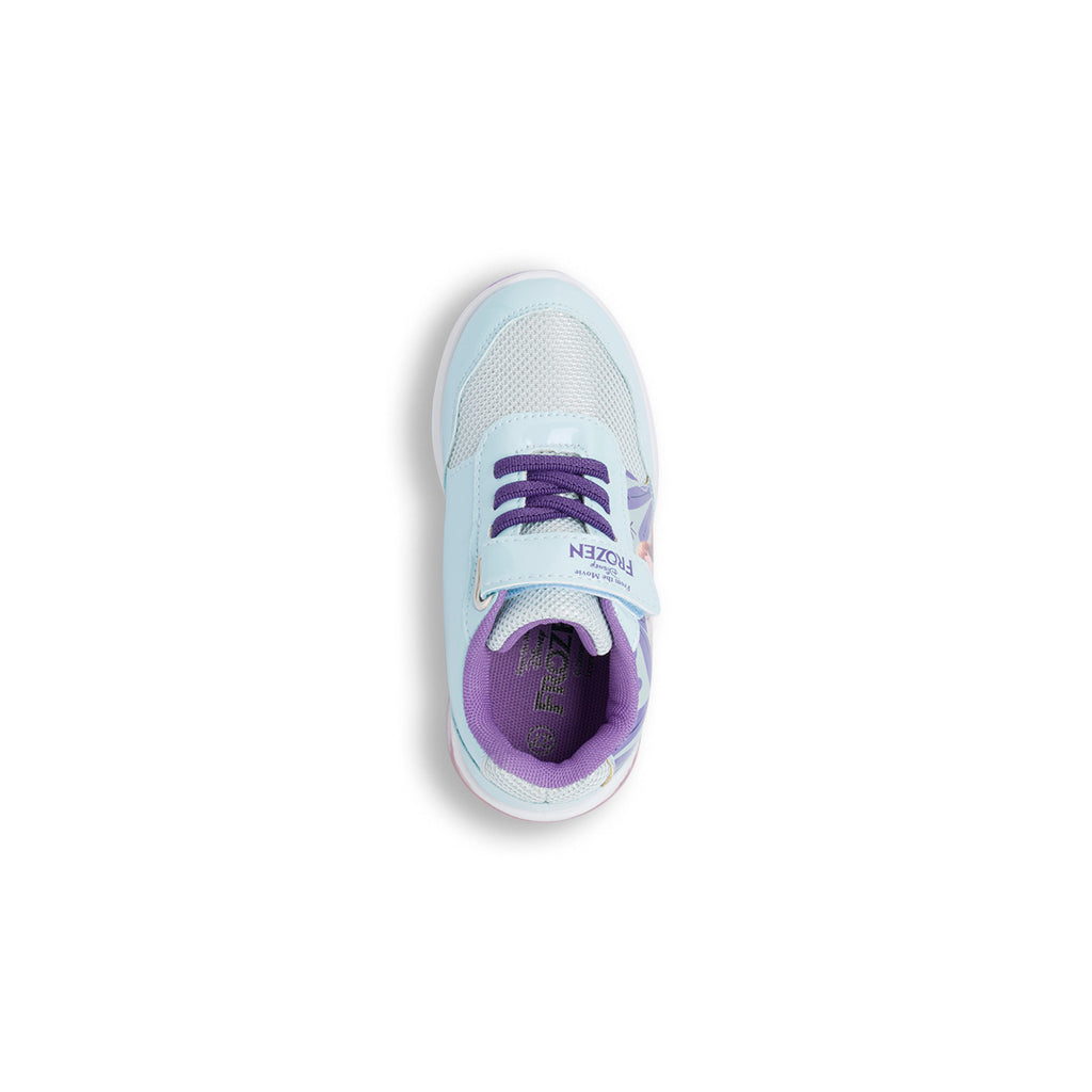 Sneakers da bambina azzurre con stampa e luci nella suola Frozen