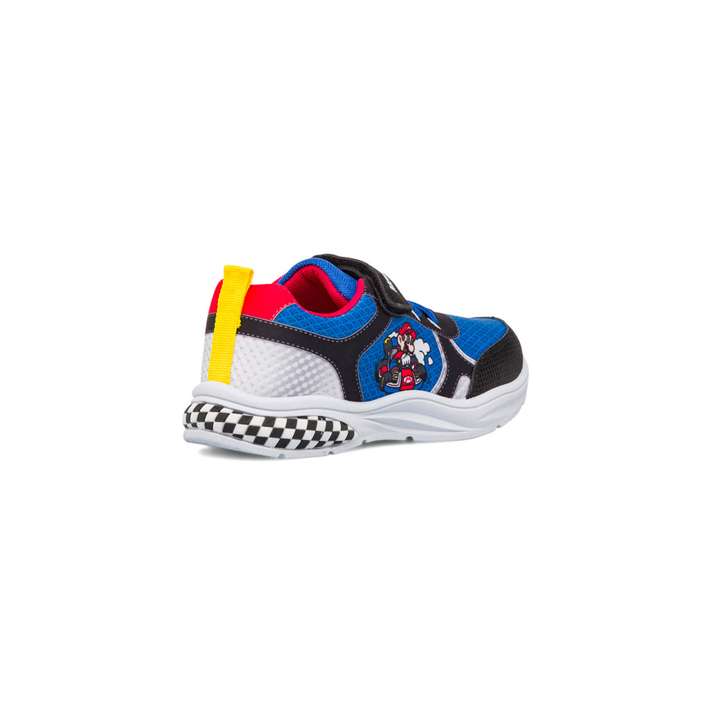 Sneakers da bambino blue e nere con luci nella suola Super Mario