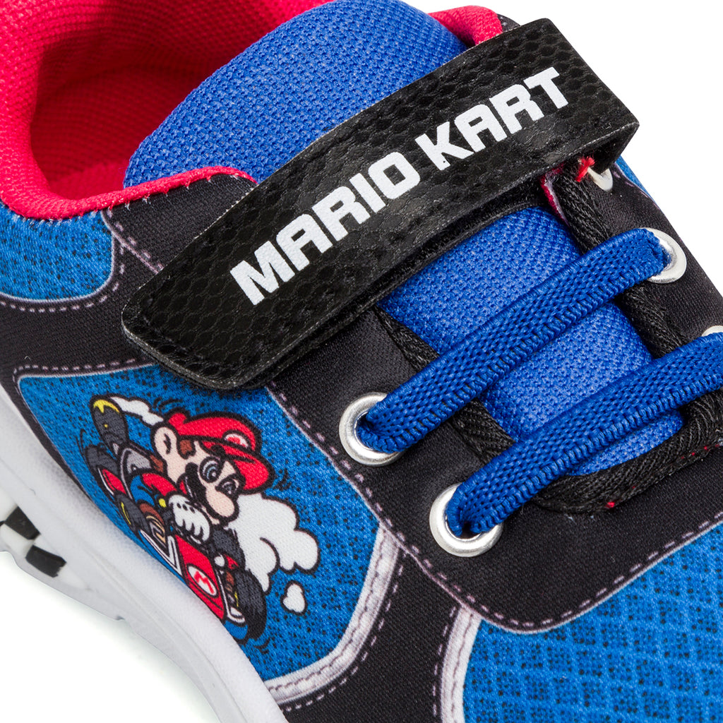 Sneakers da bambino blue e nere con luci nella suola Super Mario