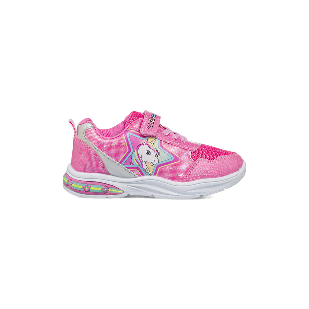 Sneakers fucsia da Bambina con luci e stampa Unicorno