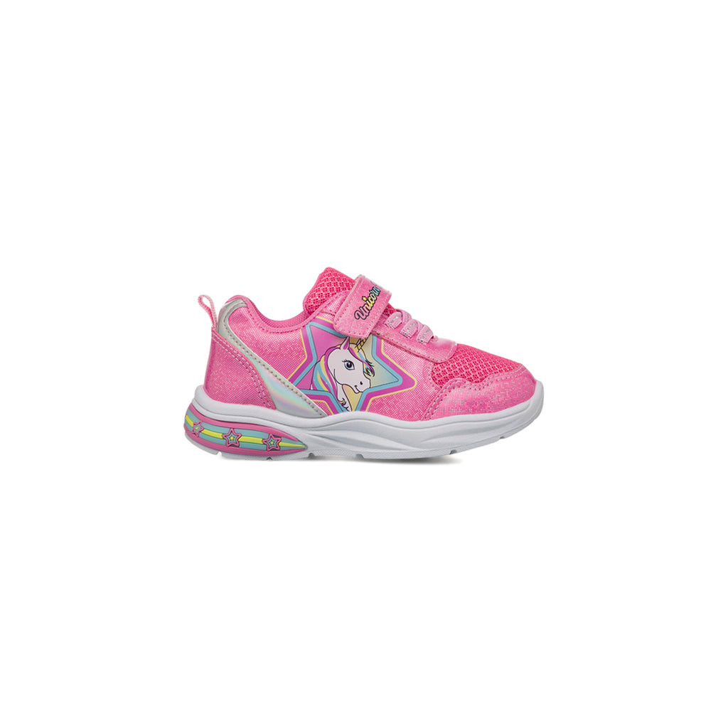 Sneakers fucsia da Bambina con luci e stampa Unicorno