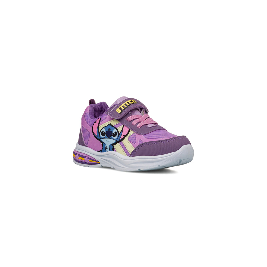 Sneakers lilla da Bambina con luci nella suola e stampa Stitch