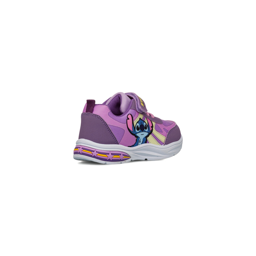 Sneakers lilla da Bambina con luci nella suola e stampa Stitch