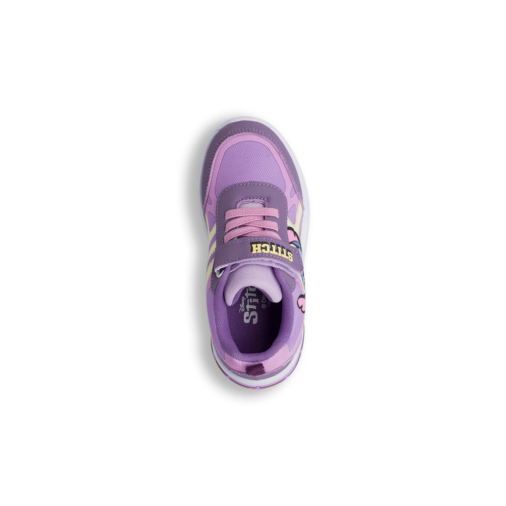 Sneakers lilla da Bambina con luci nella suola e stampa Stitch