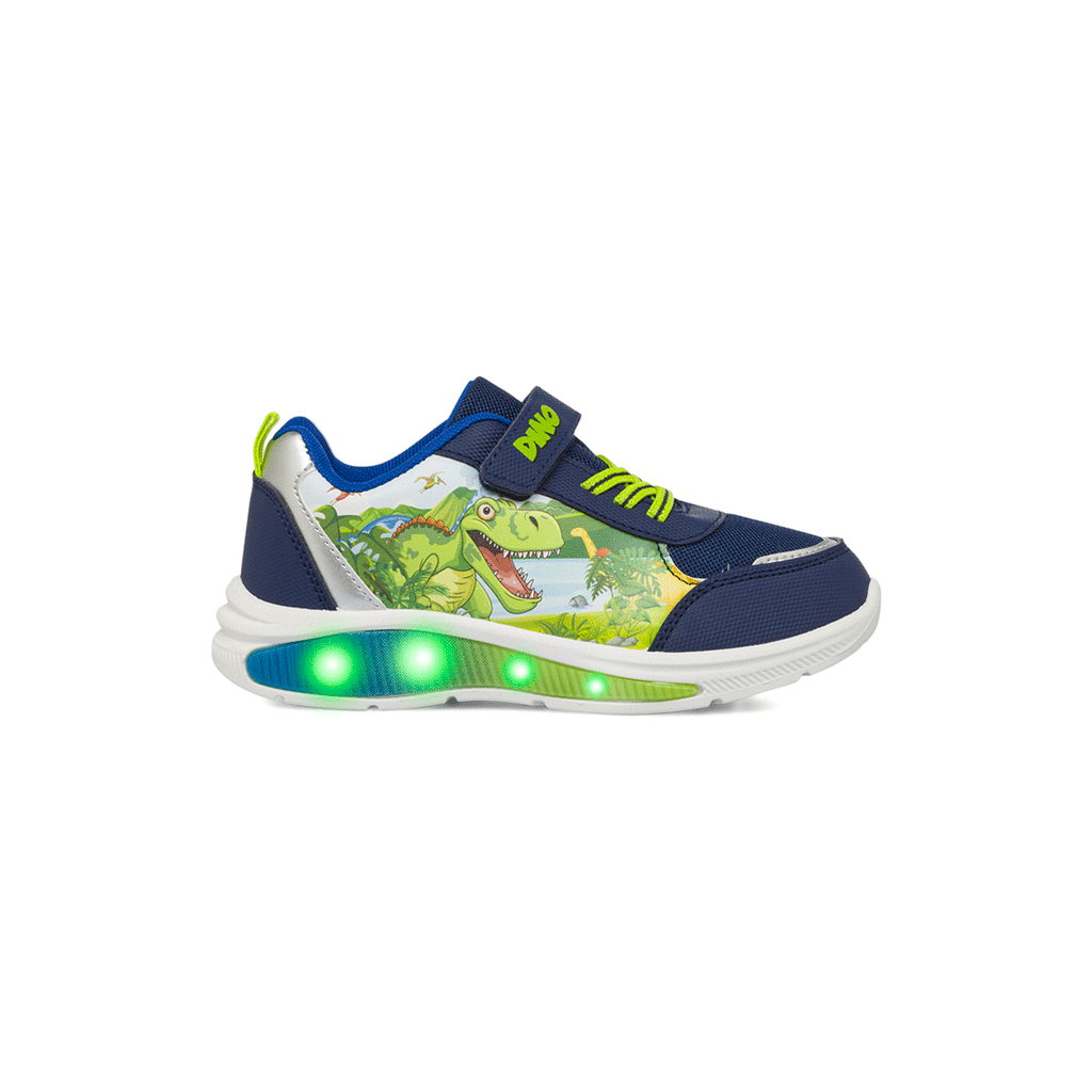 Sneakers blu da Bambino con stampa e luci Dinosauri