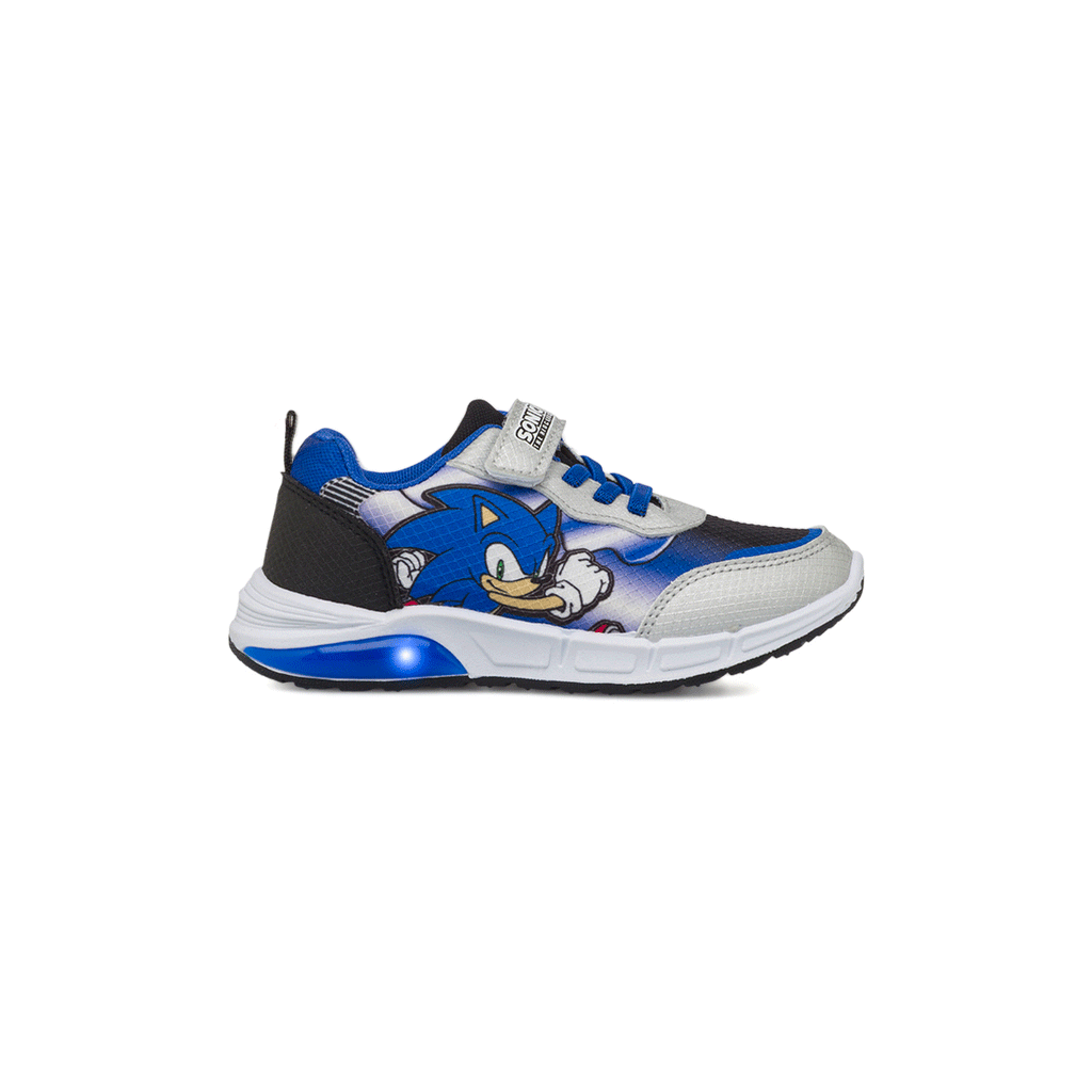 Sneakers da Bambino argento e blu con luci e stampa Sonic