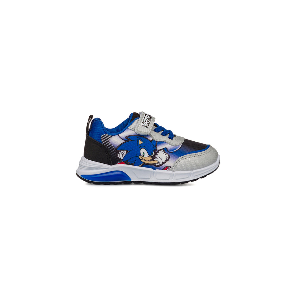Sneakers da Bambino argento e blu con luci e stampa Sonic