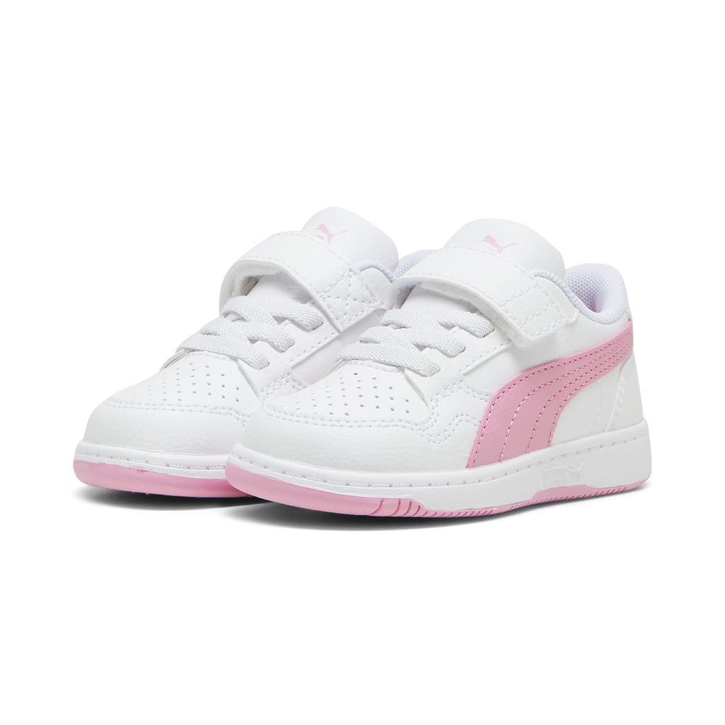 Sneakers primi passi bambina bianche e rosa Puma Reb-L