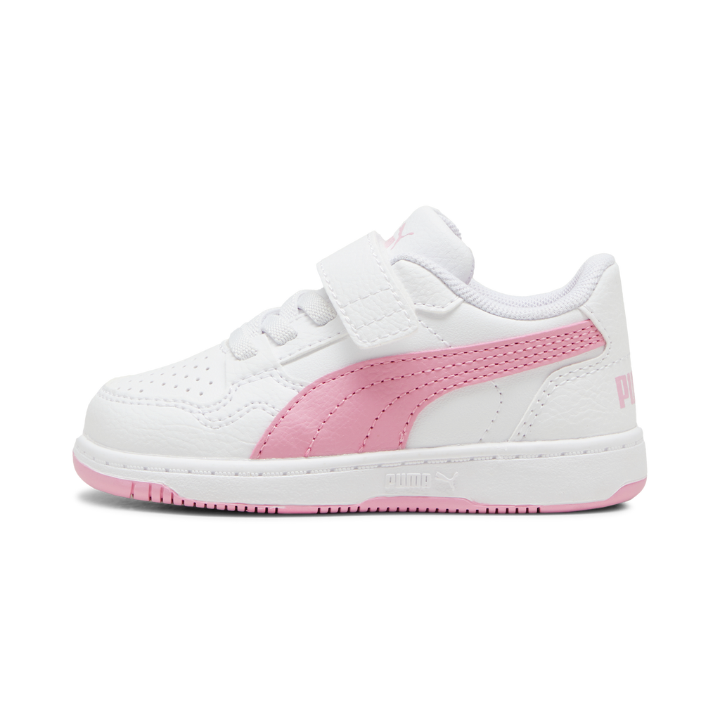 Sneakers primi passi bambina bianche e rosa Puma Reb-L
