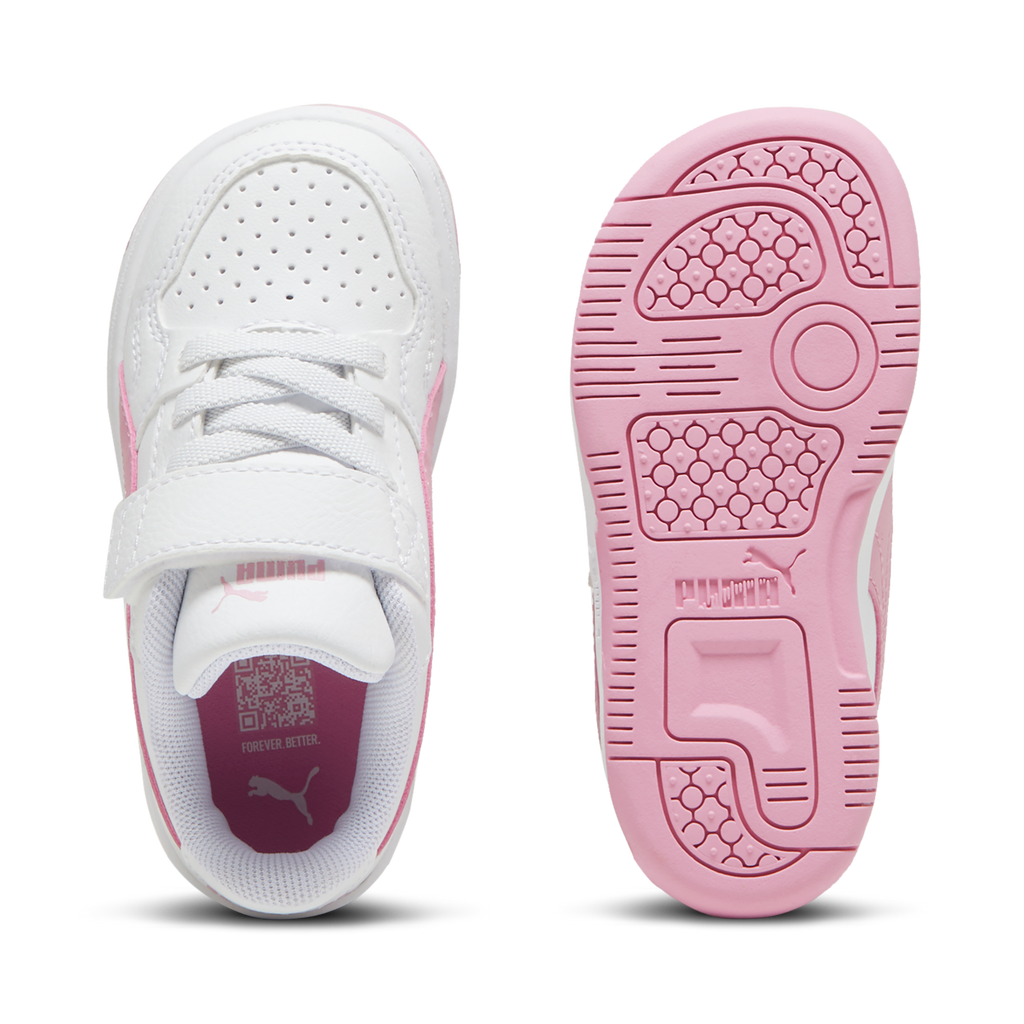 Sneakers primi passi bambina bianche e rosa Puma Reb-L
