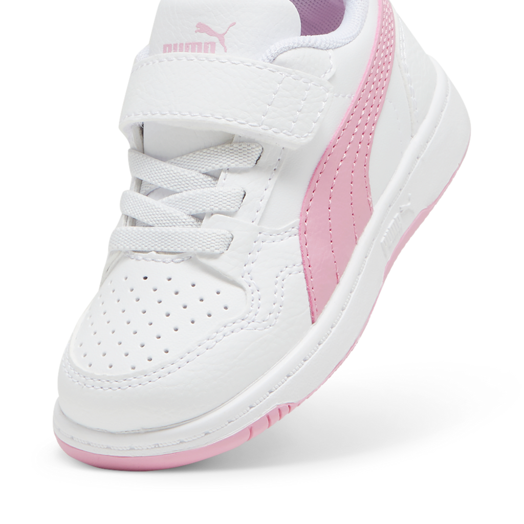 Sneakers primi passi bambina bianche e rosa Puma Reb-L