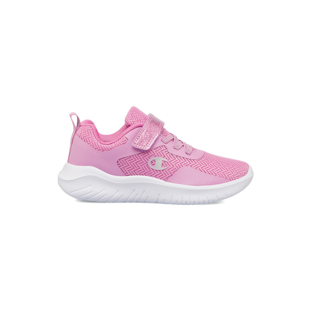 Sneakers da ragazza rosa con glitter e logo Champion Softy Evolve