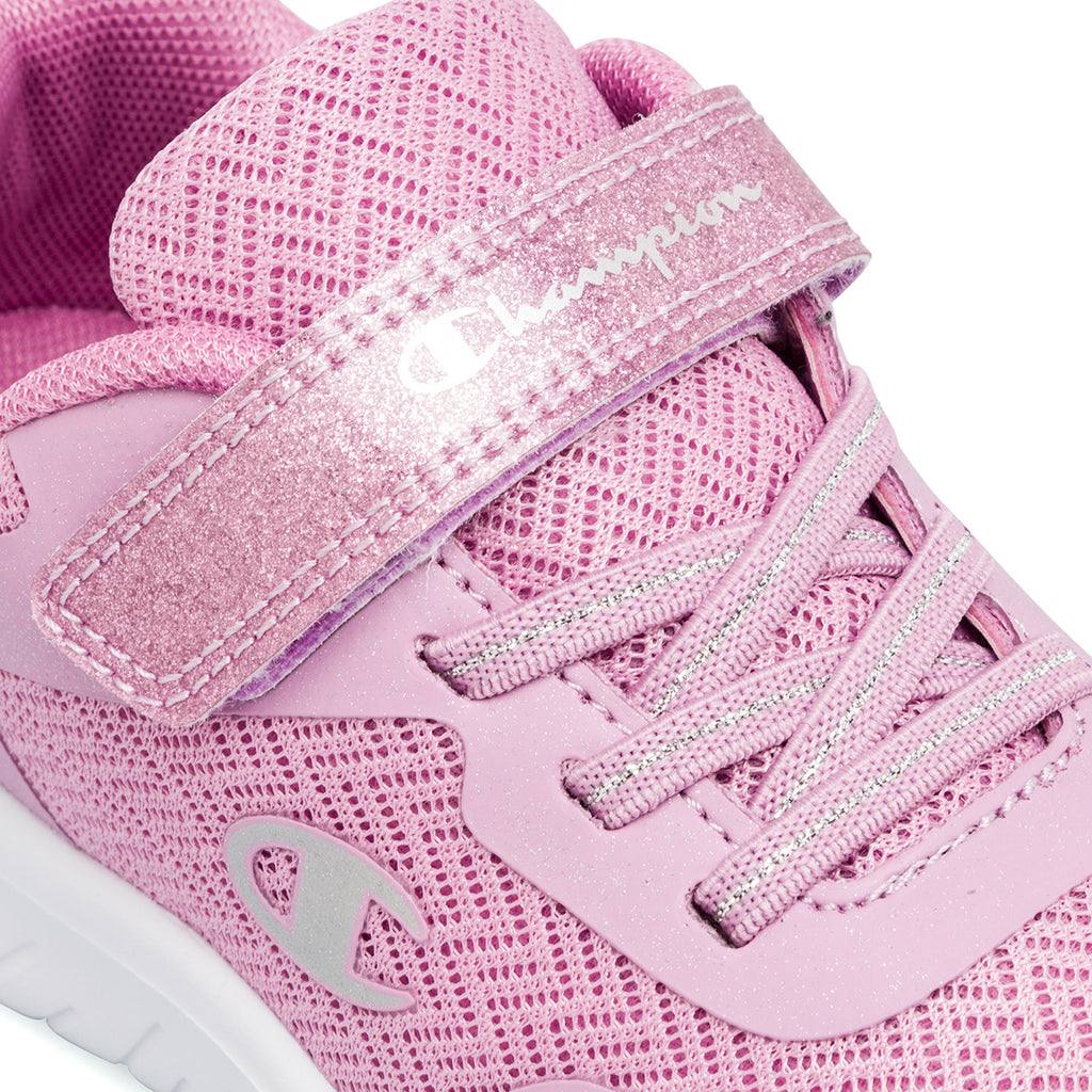 Sneakers da ragazza rosa con glitter e logo Champion Softy Evolve