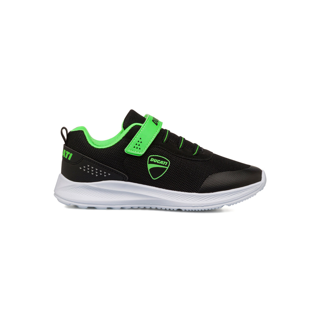 Sneakers nere e verdi da bambino con chiusura a strappo Ducati