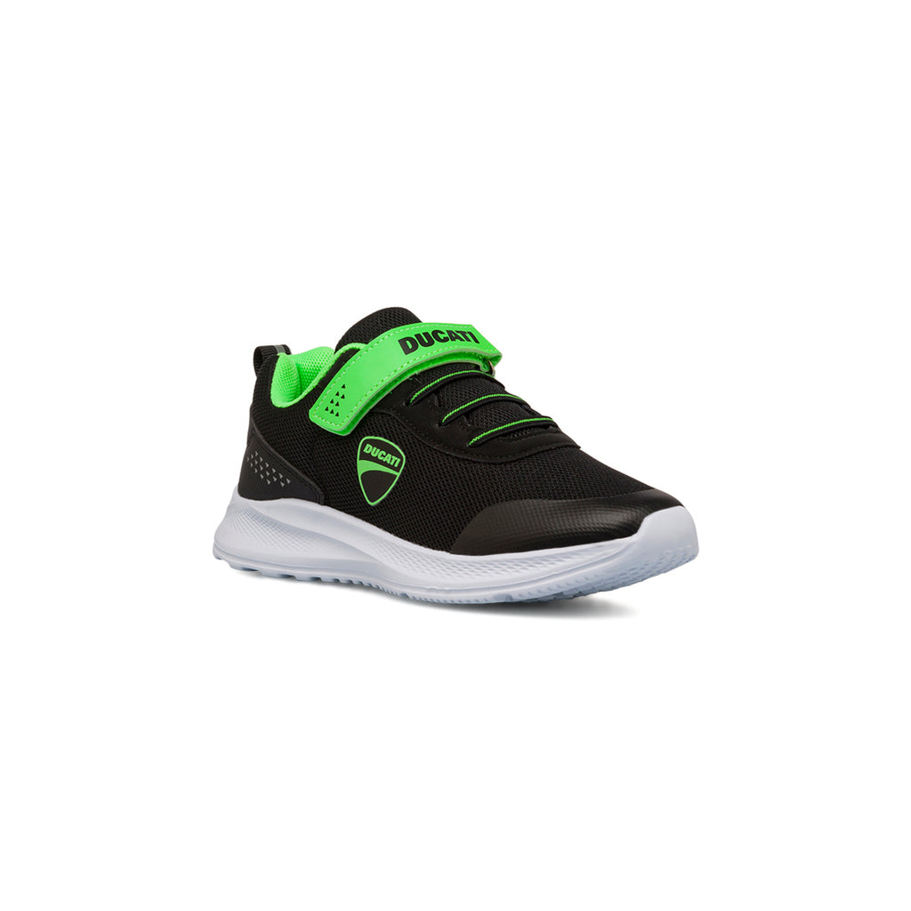 Sneakers nere e verdi da bambino con chiusura a strappo Ducati