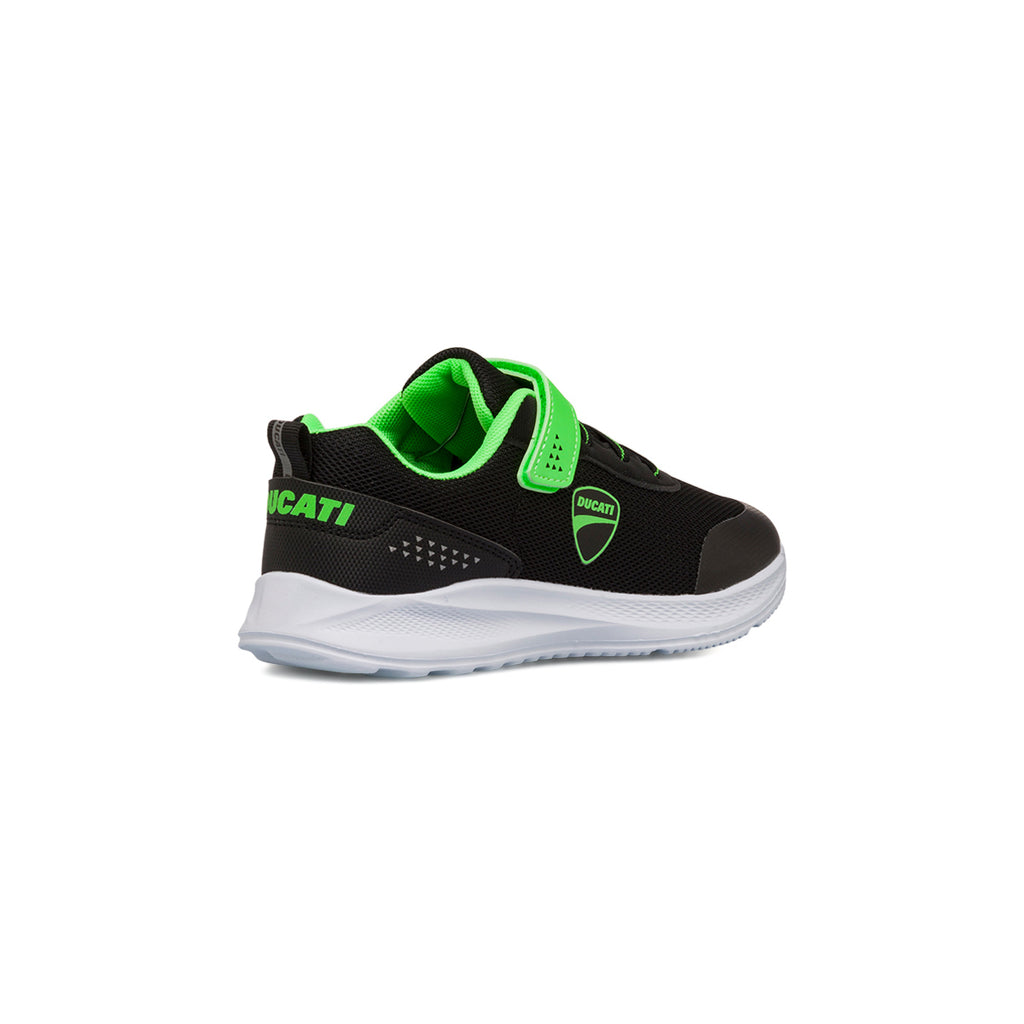 Sneakers nere e verdi da bambino con chiusura a strappo Ducati