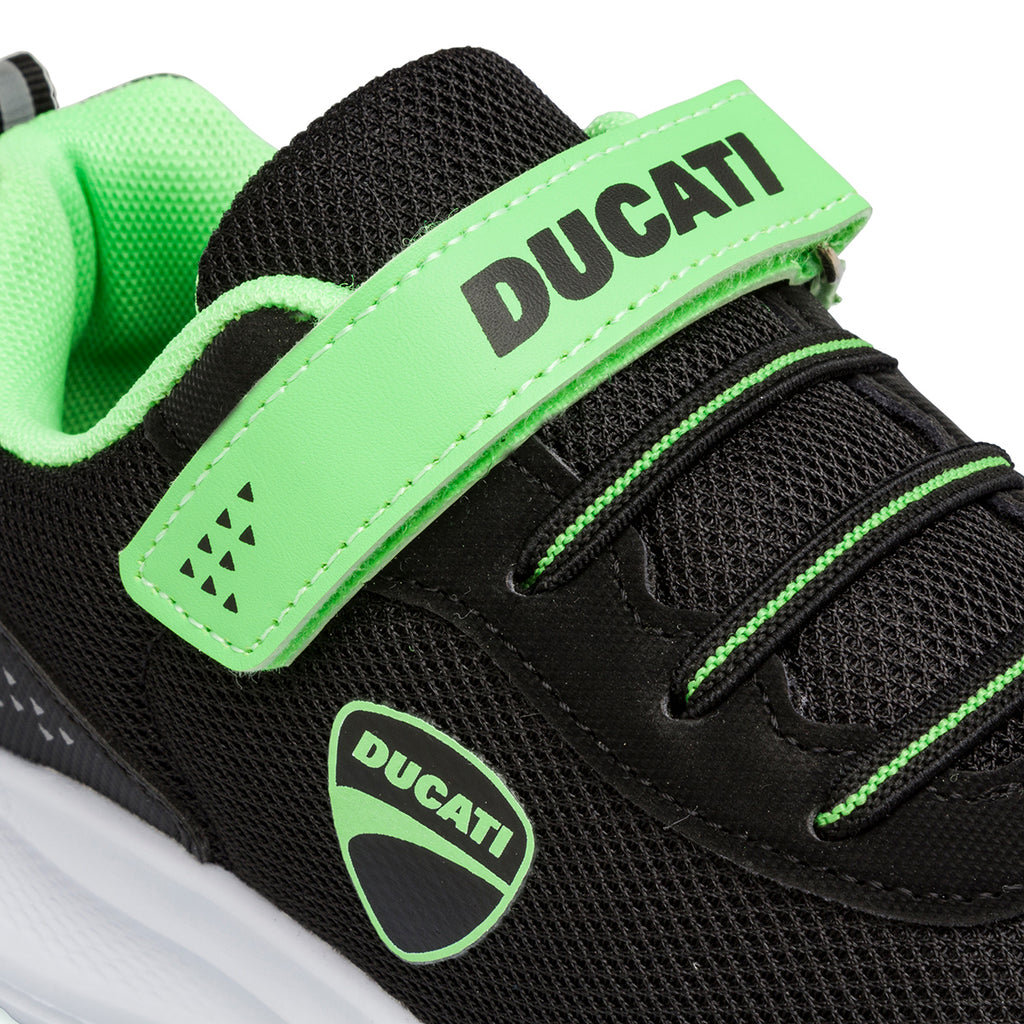 Sneakers nere e verdi da bambino con chiusura a strappo Ducati