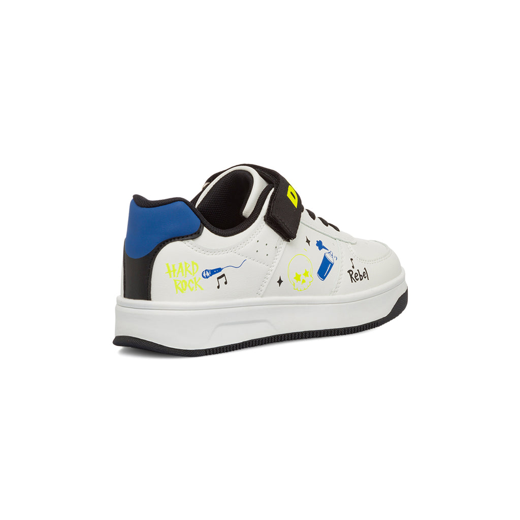 Sneakers bianche da bambino con stampe e logo sul velcro Ducati Bargellino X4 Ps