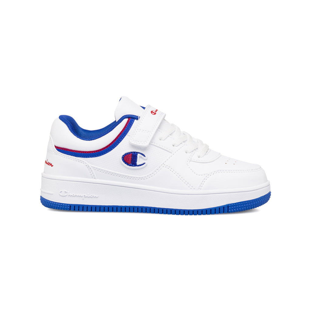 Sneakers da ragazzo bianche cobn dettagli blu e rossi Champion Rebound Low