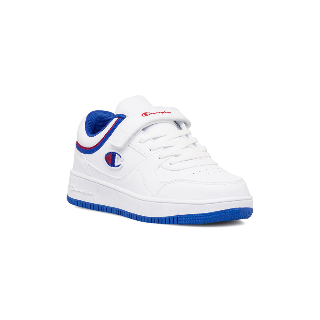 Sneakers da ragazzo bianche cobn dettagli blu e rossi Champion Rebound Low