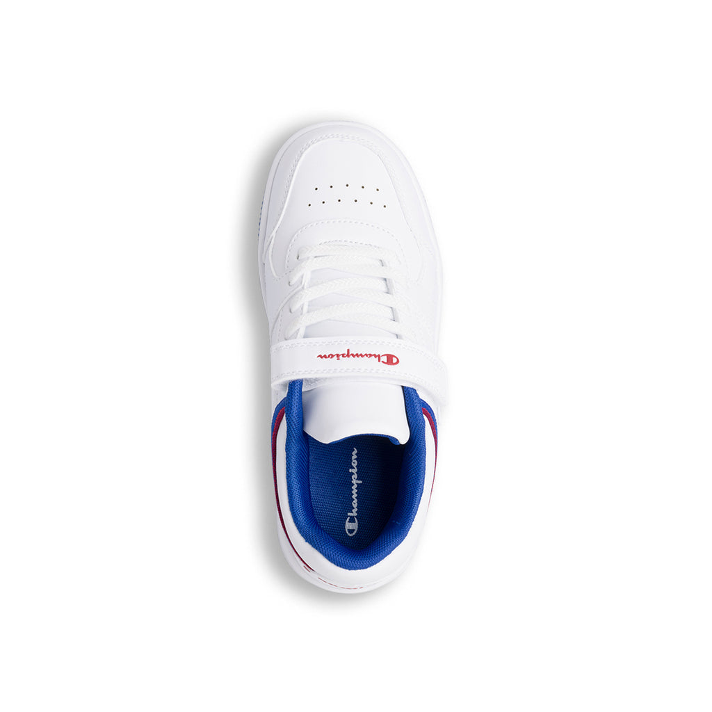 Sneakers da ragazzo bianche cobn dettagli blu e rossi Champion Rebound Low