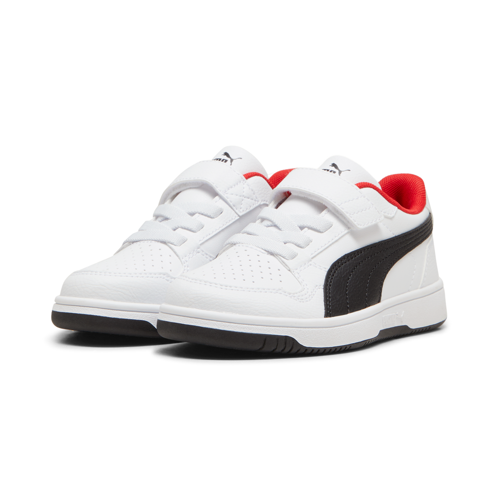 Sneakers bambino bianche con dettagli neri e rossi Puma Rebound V6