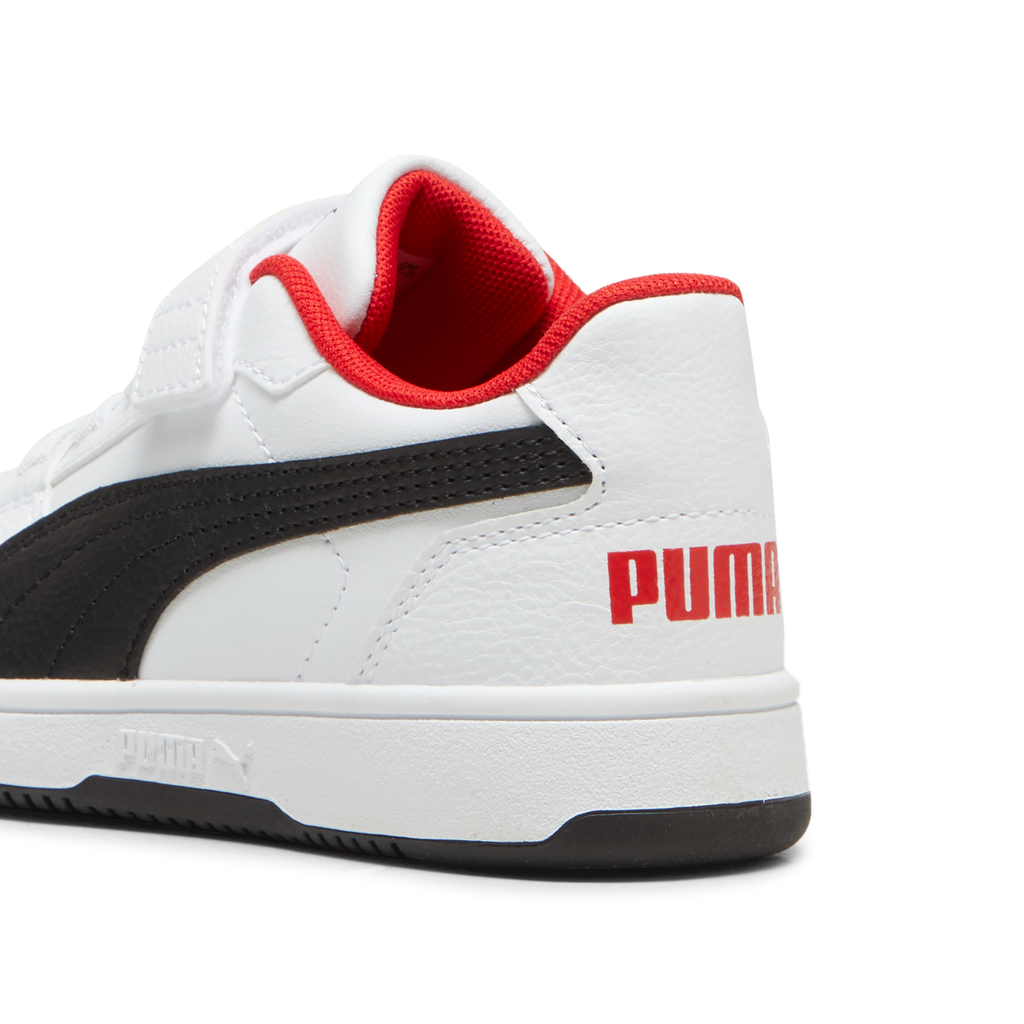 Sneakers bambino bianche con dettagli neri e rossi Puma Rebound V6