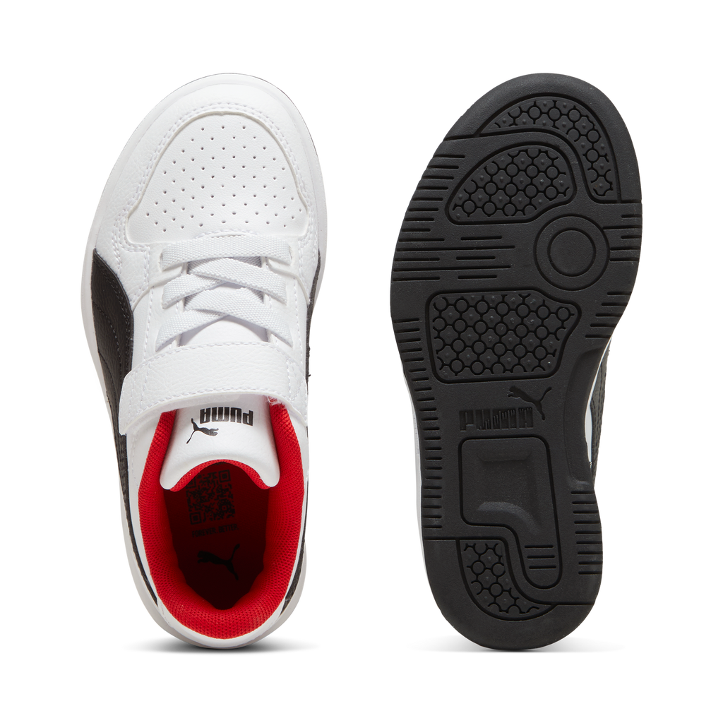 Sneakers bambino bianche con dettagli neri e rossi Puma Rebound V6