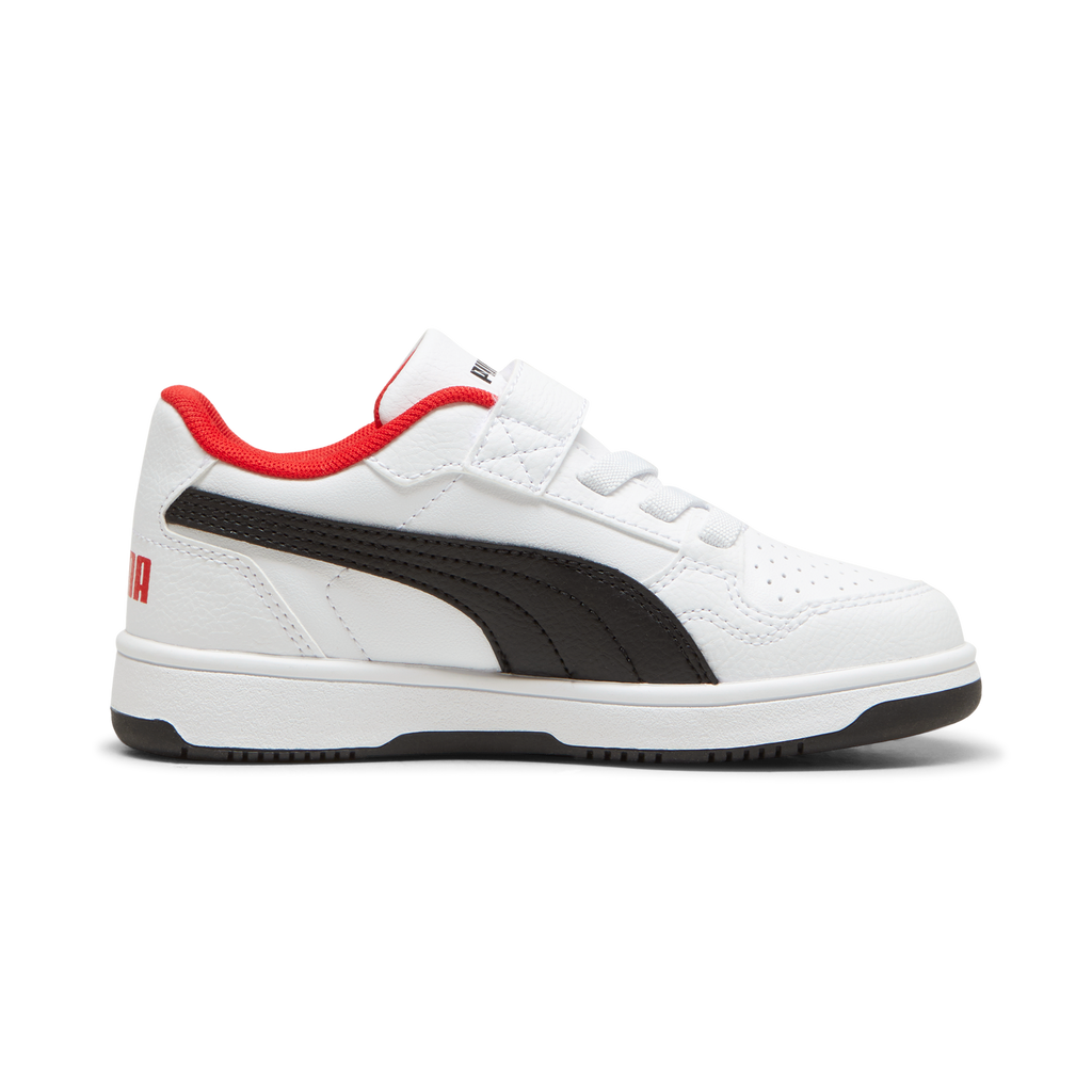 Sneakers bambino bianche con dettagli neri e rossi Puma Rebound V6