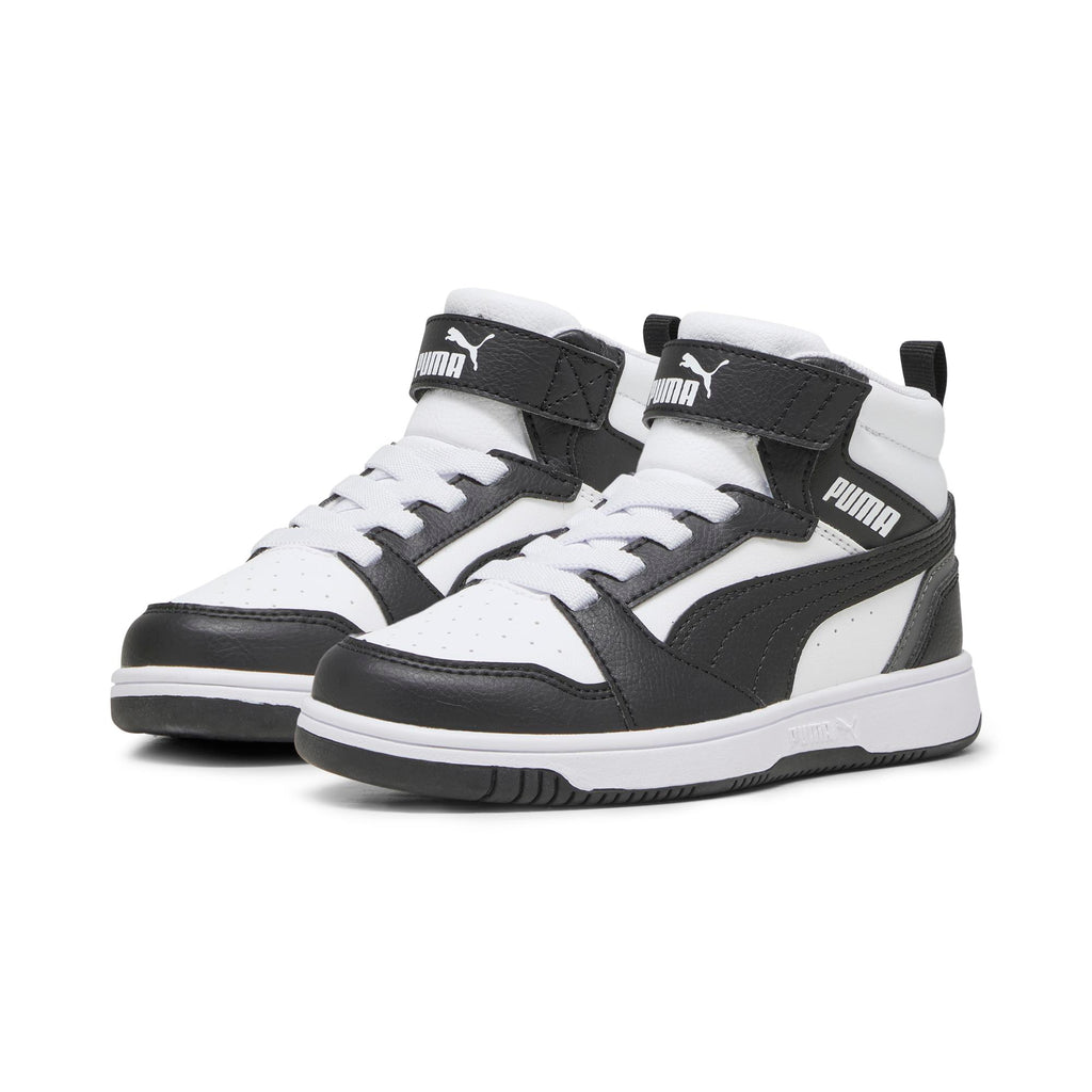 Sneakers alte da bambino bianche con dettagli neri e grigi Puma Rebound V6