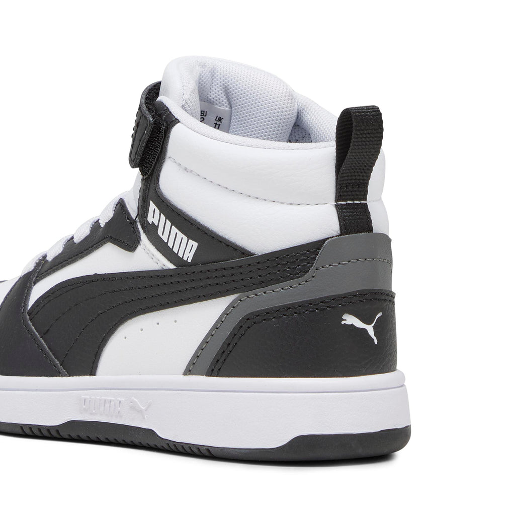 Sneakers alte da bambino bianche con dettagli neri e grigi Puma Rebound V6