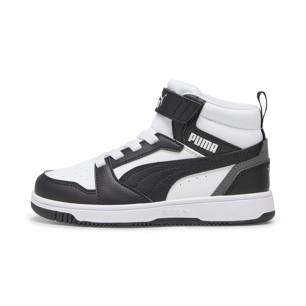 Sneakers alte da bambino bianche con dettagli neri e grigi Puma Rebound V6