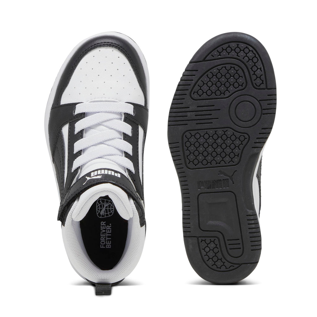 Sneakers alte da bambino bianche con dettagli neri e grigi Puma Rebound V6