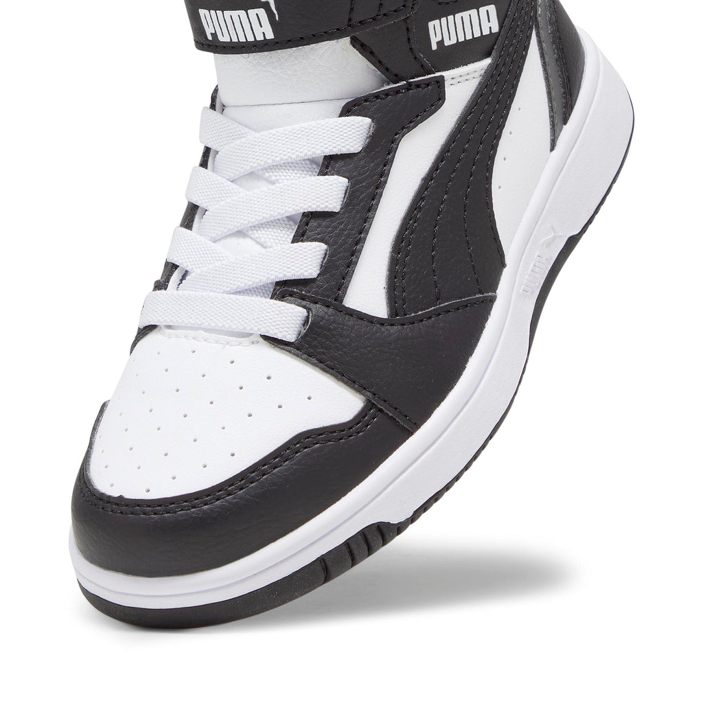 Sneakers alte da bambino bianche con dettagli neri e grigi Puma Rebound V6