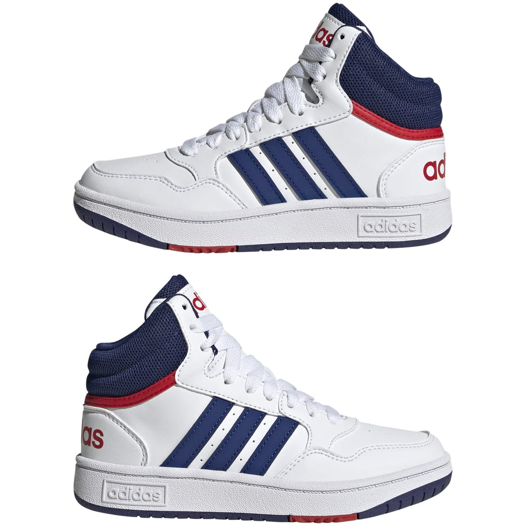 Sneakers alte da bambino bianche con logo adidas Hoops 3.0