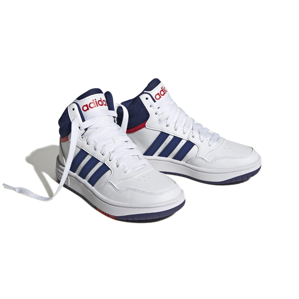 Sneakers alte da bambino bianche con logo adidas Hoops 3.0