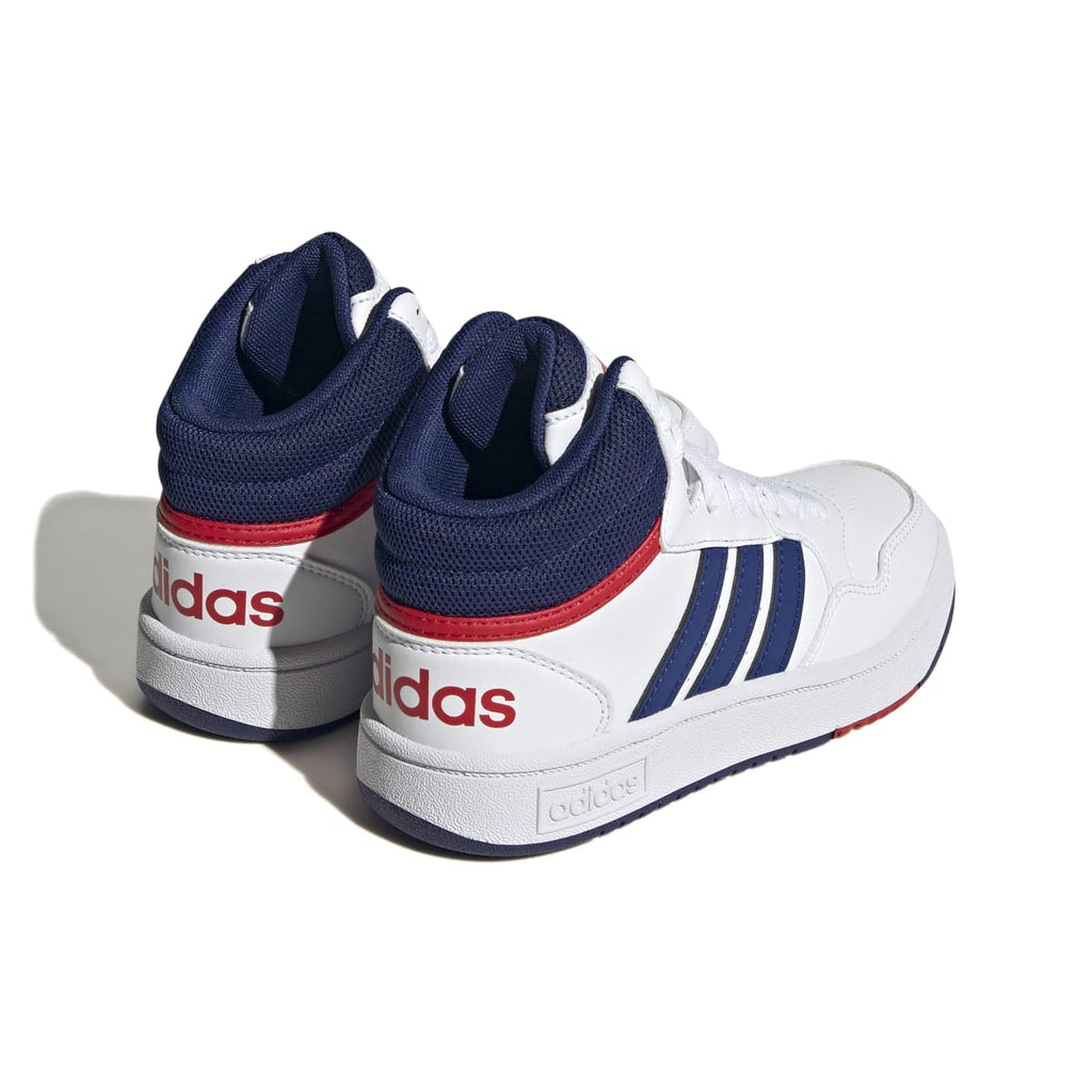 Sneakers alte da bambino bianche con logo adidas Hoops 3.0