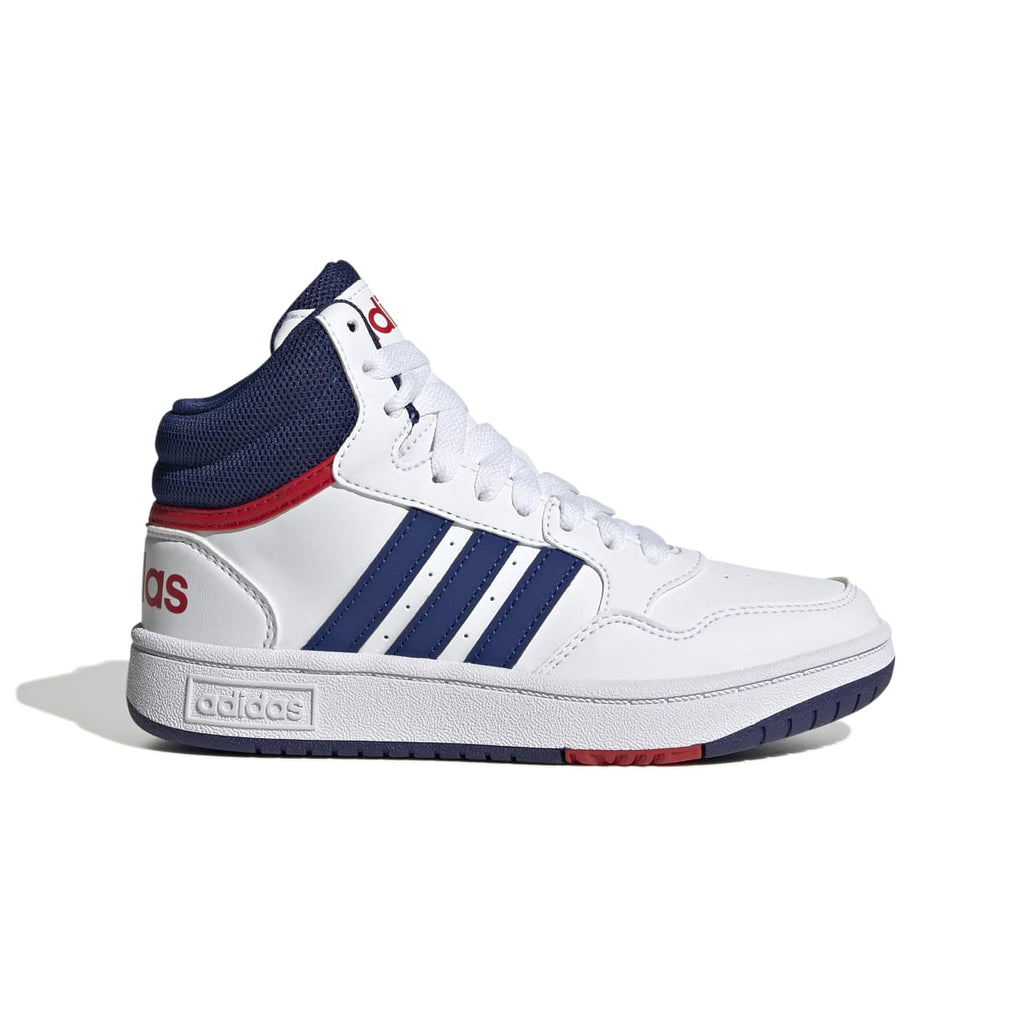 Sneakers alte da bambino bianche con logo adidas Hoops 3.0