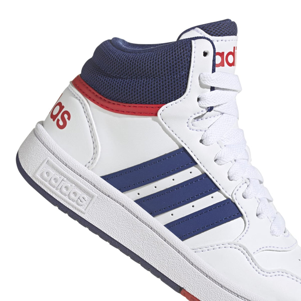 Sneakers alte da bambino bianche con logo adidas Hoops 3.0
