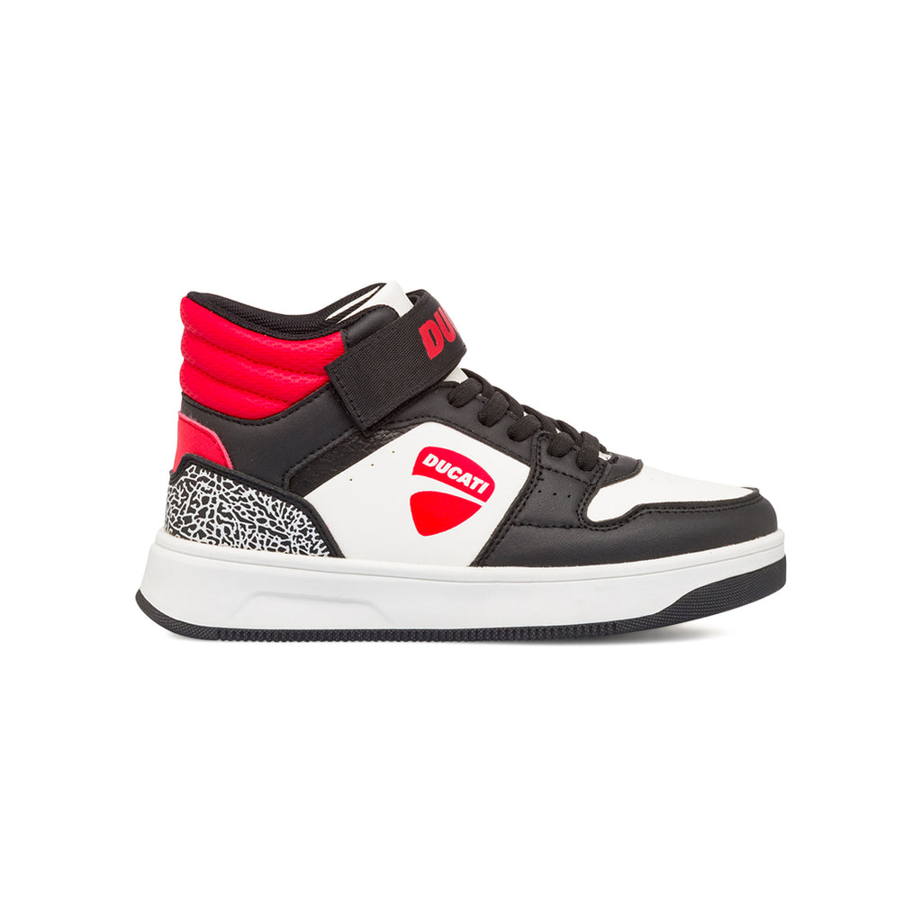 Sneakers da bambino nere e rosse con logo Ducati Shell HG