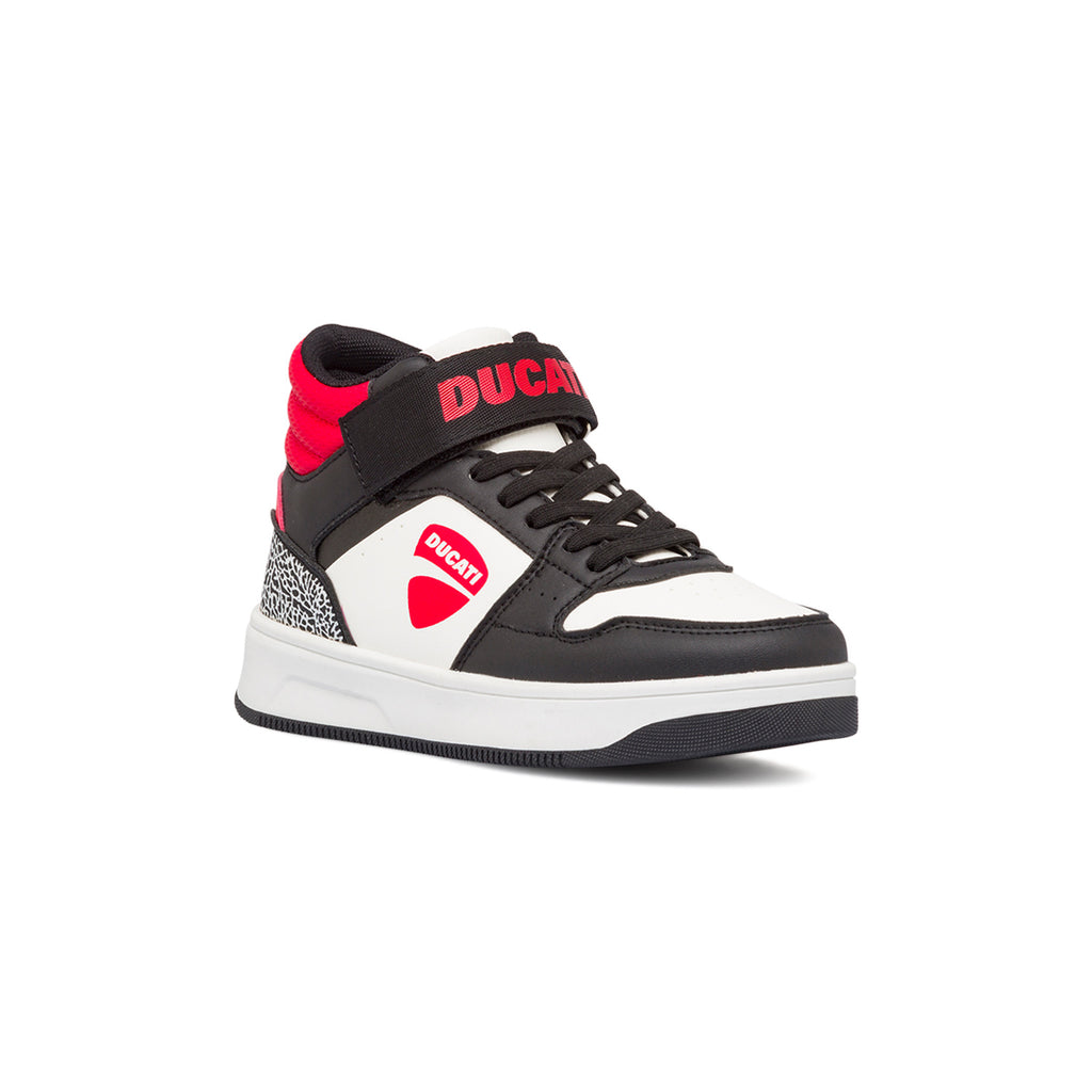 Sneakers da bambino nere e rosse con logo Ducati Shell HG