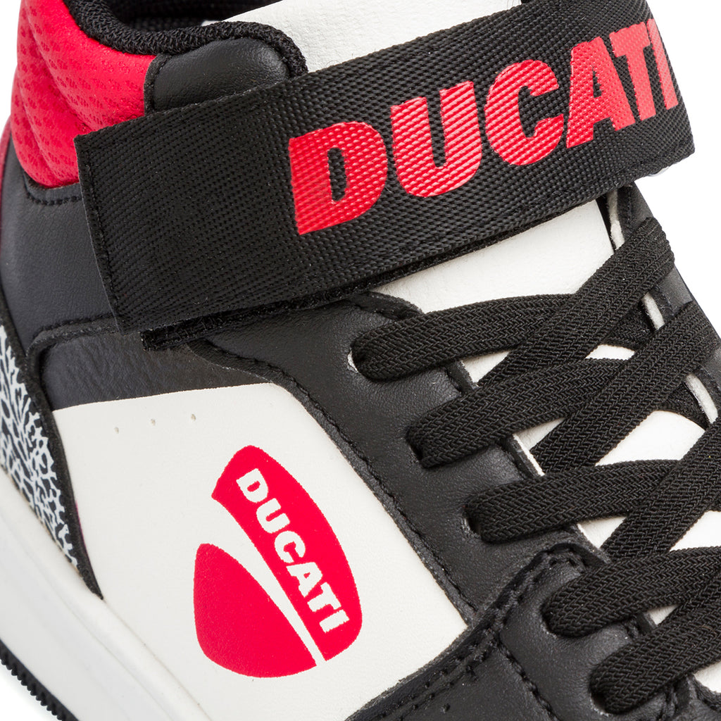 Sneakers da bambino nere e rosse con logo Ducati Shell HG